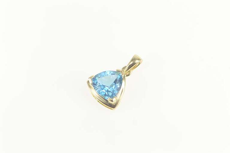 10K Yellow Gold Trillion Blue Topaz Classic Statement Pendant