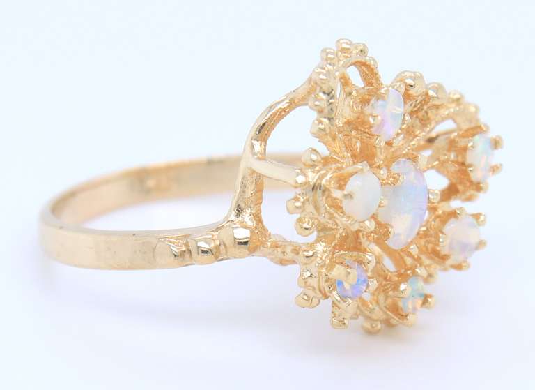 Attractive Yellow Gold opal Butterfly Ring