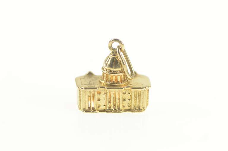 14K Yellow Gold Capitol Building Washington DC Landmark Charm/Pendant