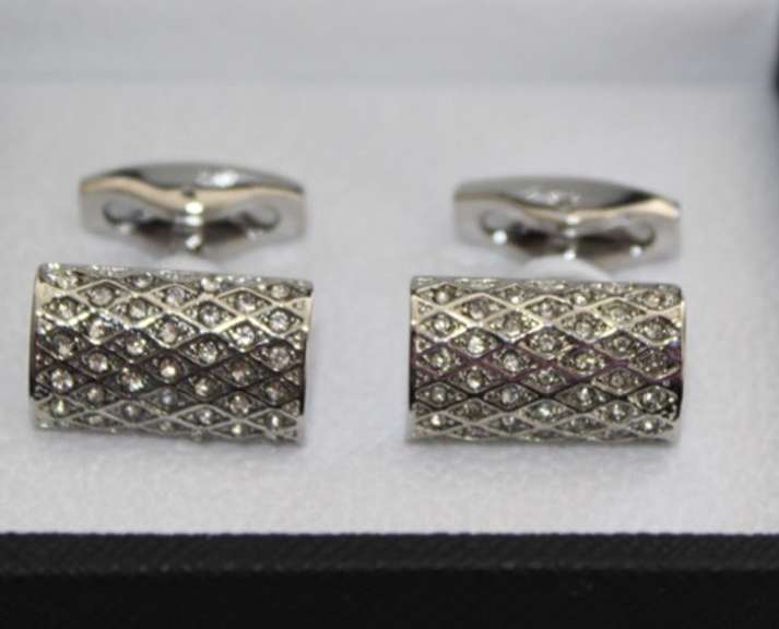 Silver color Jeweled Style Cufflinks By Carelli