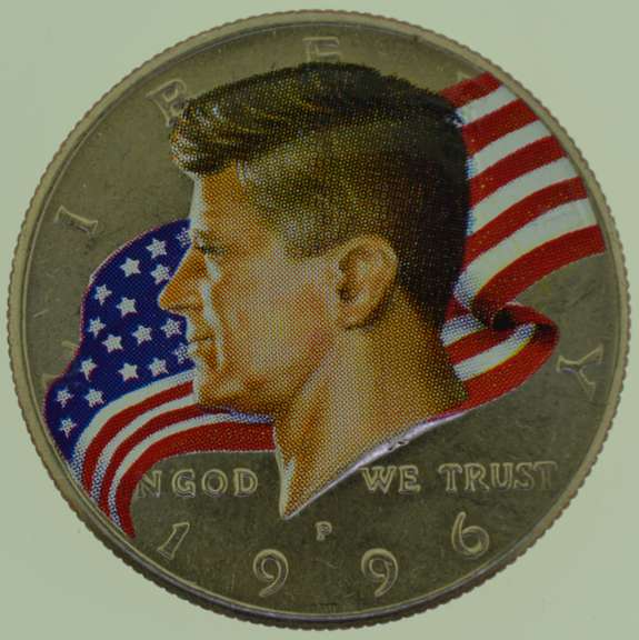 1996-P Kennedy Half Dollar Silver Coin Colorized with COA