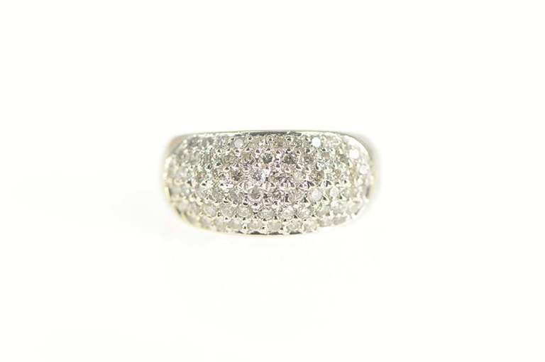 14K White Gold 1.30 Ctw Pave Diamond Rounded Band Ring