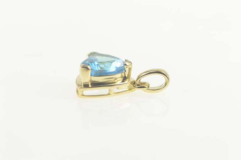 10K Yellow Gold Trillion Blue Topaz Classic Statement Pendant
