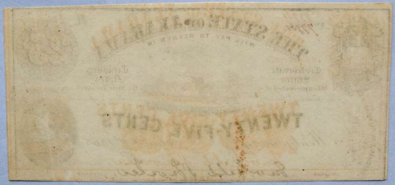 25 Cent Jan 1 1863 State Of Alabama Note