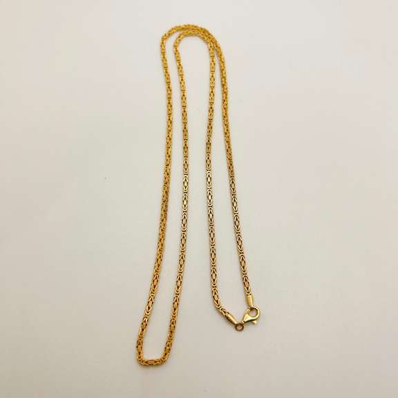 14kt Solid Yellow Gold Byzantine Chain Necklace