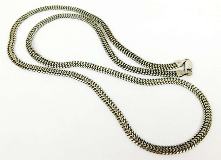 30 Inch Hinged V Link Sterling Silver Necklace