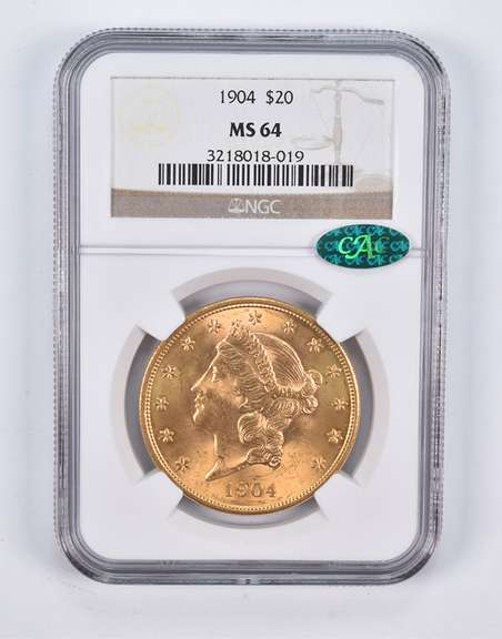 MS64 1904 $20 Liberty Head Gold Double Eagle CAC NGC