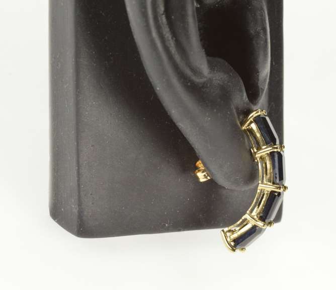 10K Yellow Gold 9.00+ Ctw Natural Sapphire Bar Statement Earrings