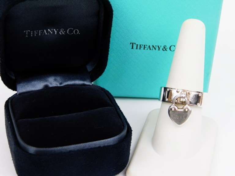 Tiffany & Co. Sterling Padlock Heart Ring with Box, 8