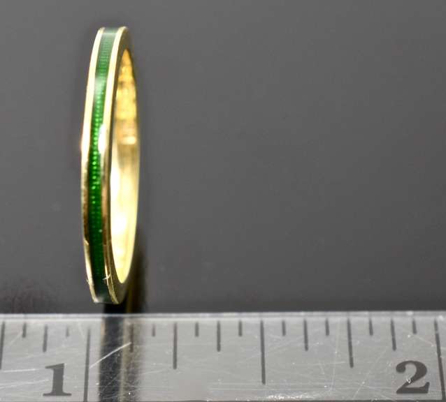 Hidalgo 18K 2mm. Band with Green Enamel