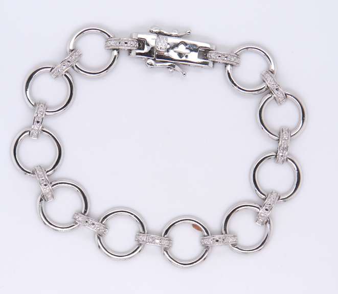 Sterling Silver Signed Cubic Zirconia Bracelet