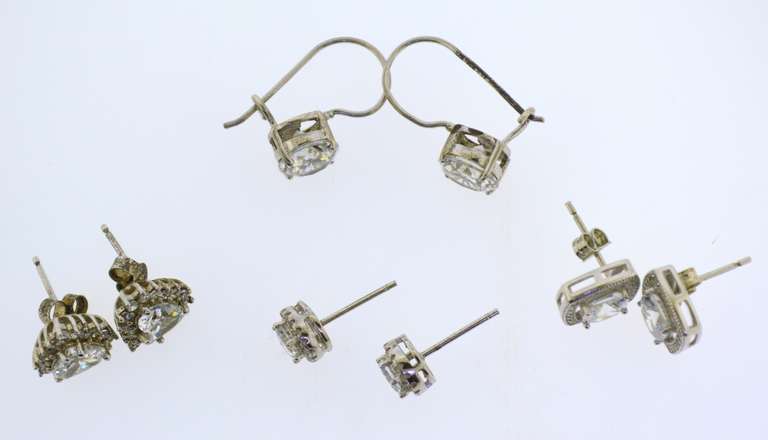 Sterling Silver Crystal Earrings Lot