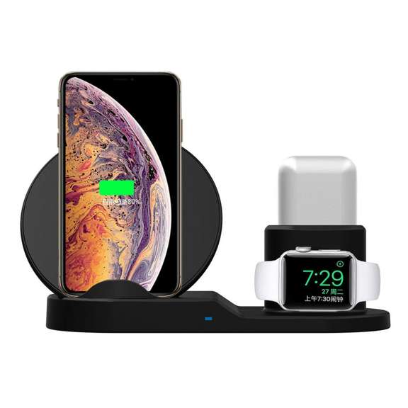 3 In 1 Qi Wireless Charger Phone Watch Earphone Charger