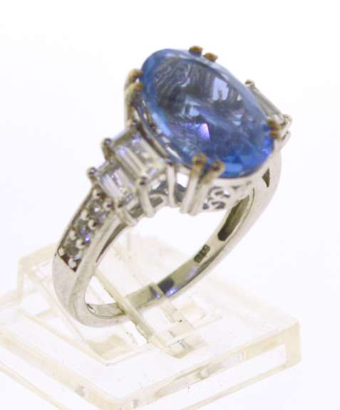 Sterling Silver Fancy Iolite CZ Cocktail Ring