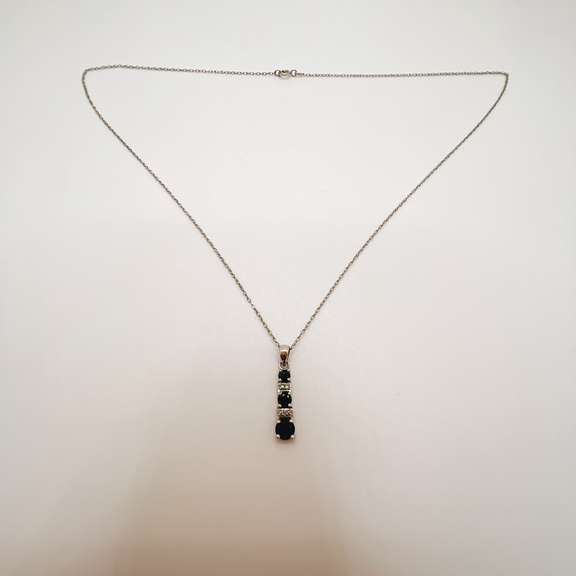 14kt Gold, Blue Sapphire, & Diamond Pendant Necklace