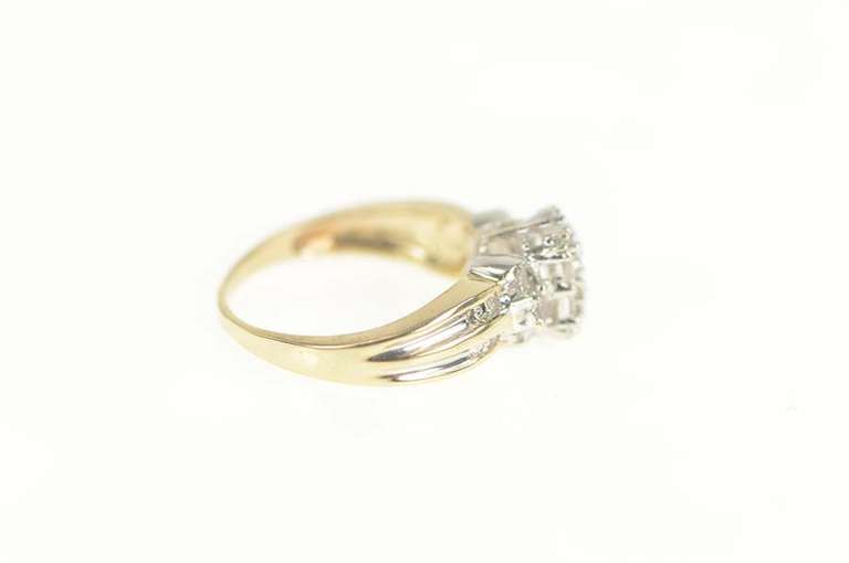 10K Yellow Gold Squared Oval Cluster Diamond Statement Ring