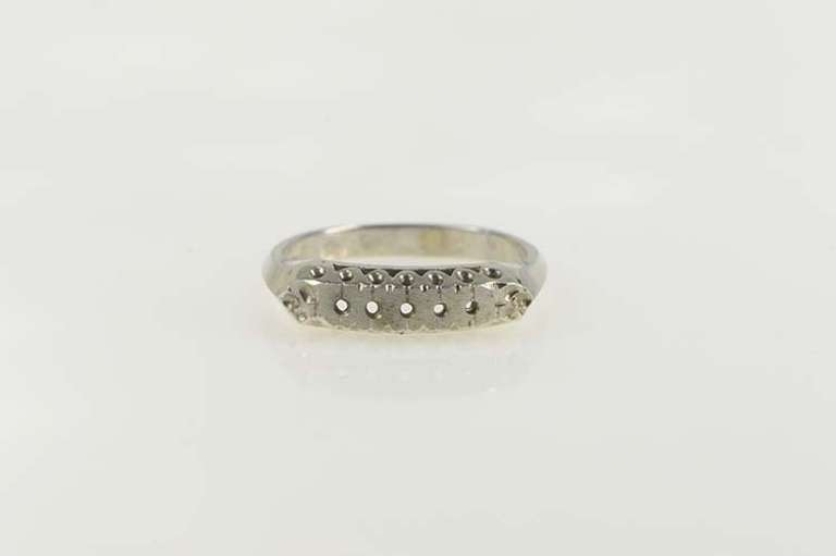 14K White Gold Vintage NOS 1950's Wedding Band Setting Ring