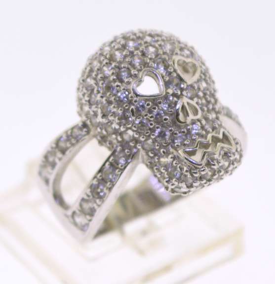 Sterling Silver CZ Skull Ring