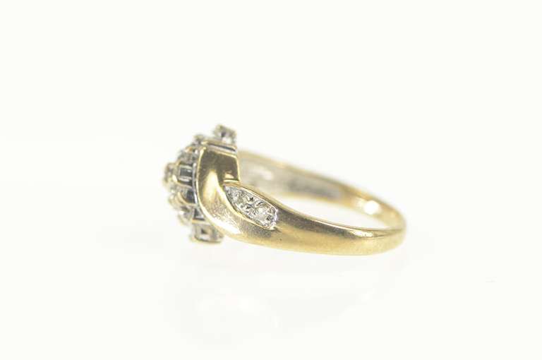 10K Yellow Gold 0.25 Ctw Diamond Cluster Bypass Statement Ring