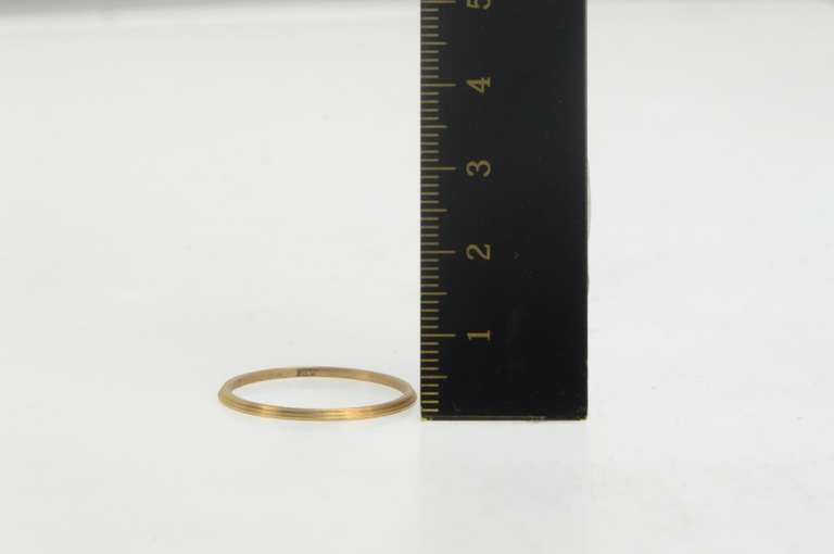 14K Yellow Gold Vintage NOS 1950's 1.3mm Grooved Band Ring