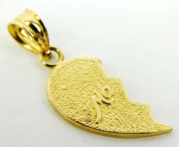 14K Little Sister Mizpah Heart Pendant