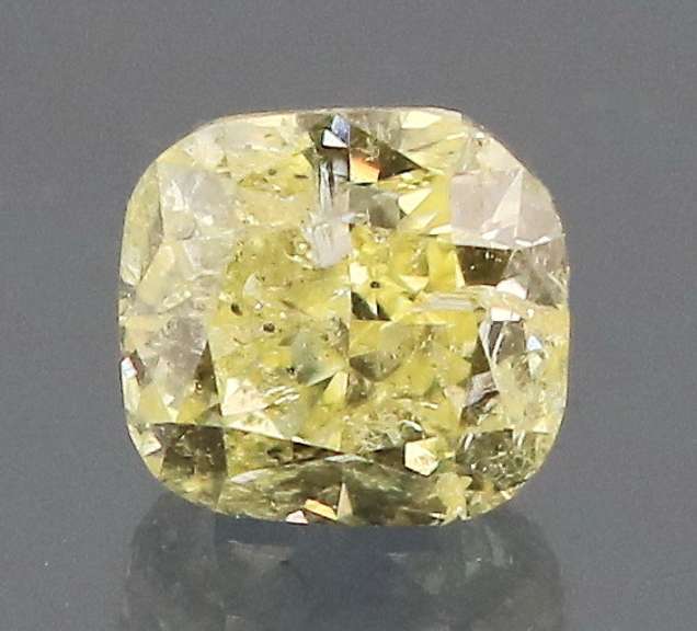 Glittering .36ct cushion cut yellow Diamond