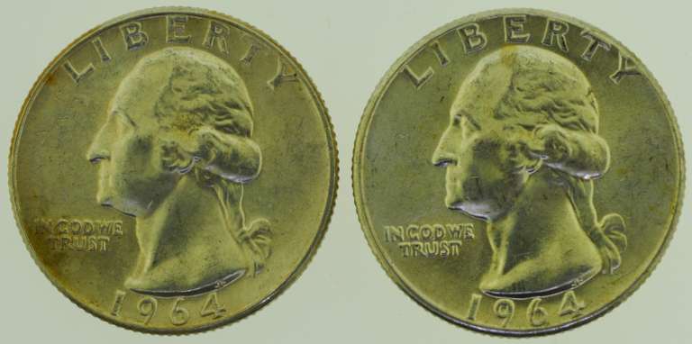 1964 Washington Silver Quarter lot of Two 25C US Coin