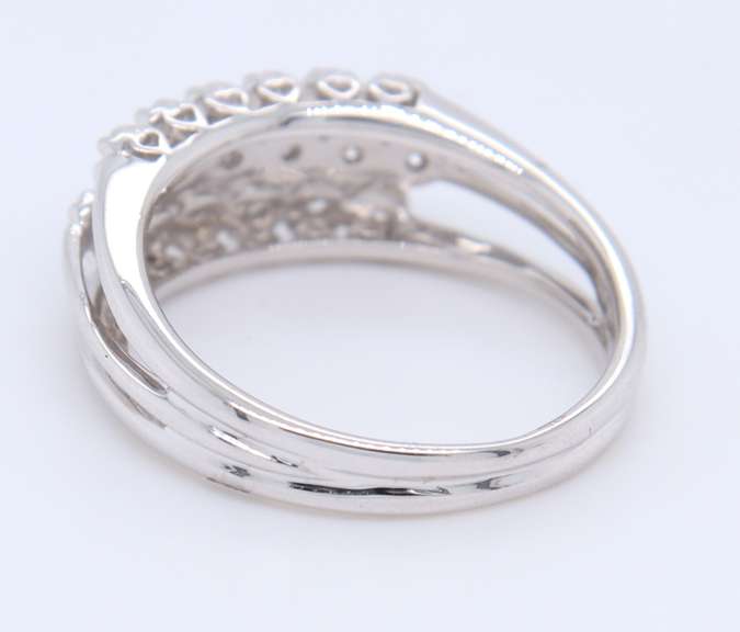 Sparkling White Gold Multi Row Diamond Band