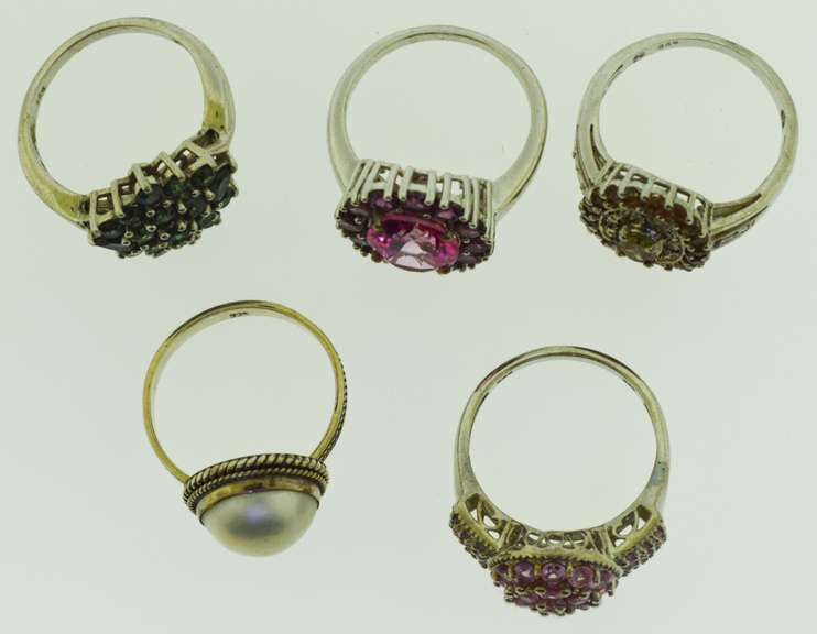 Sterling Silver Mixed Gemstone Rings Lot