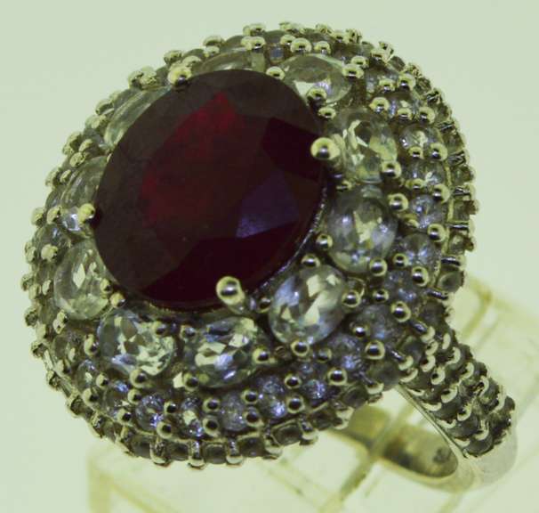 Sterling Silver Four CT Ruby Cocktail Ruby Rin