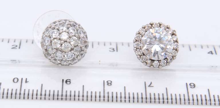 Pair of two Cubic Zirconia Sterling Silver Earrings