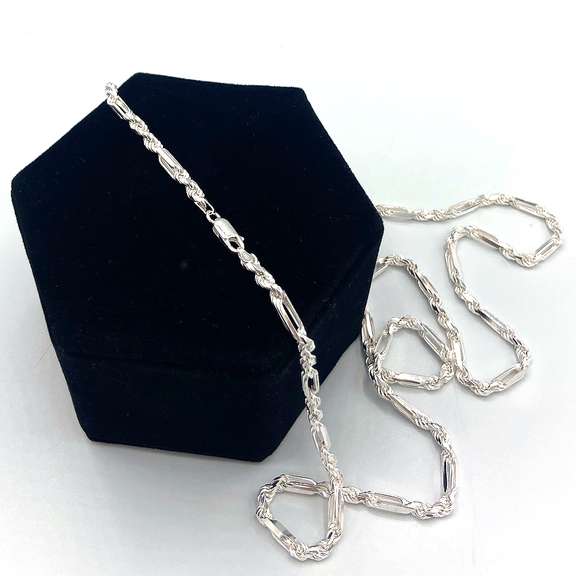 Classic Italian Silver Rope and Figaro Chain Necklace