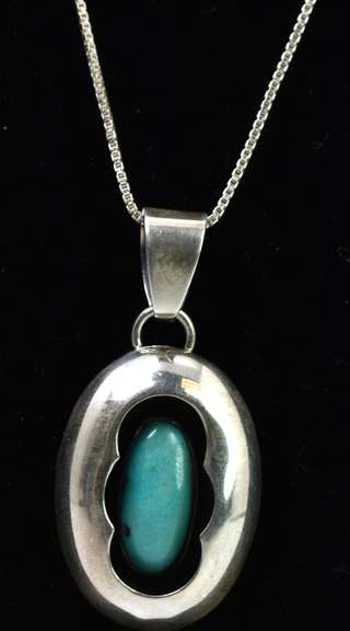 Silver Pendant With Turquoise