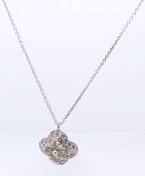 Dazzling White Gold Chocolate and White Diamond Pendant on Chain