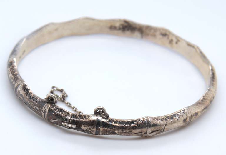 Vintage Sterling Silver Signed Bangle Bracelet