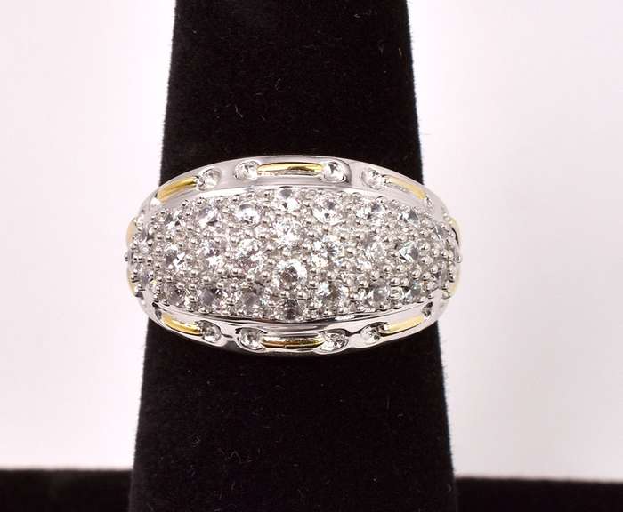 Dazzling CZ Dome Style Ring in 14K White Gold