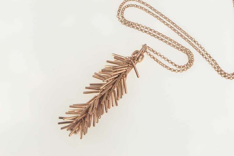 Sterling Silver Rose Bar Fringe Tassel Drop Chain Necklace