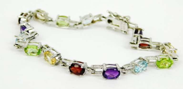 Sterling Multi-Colored Gemstone Bracelet