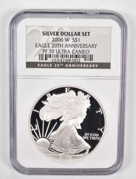 PF70 UCAM 2006-W American Silver Eagle - 20th Anniversary - Graded NGC