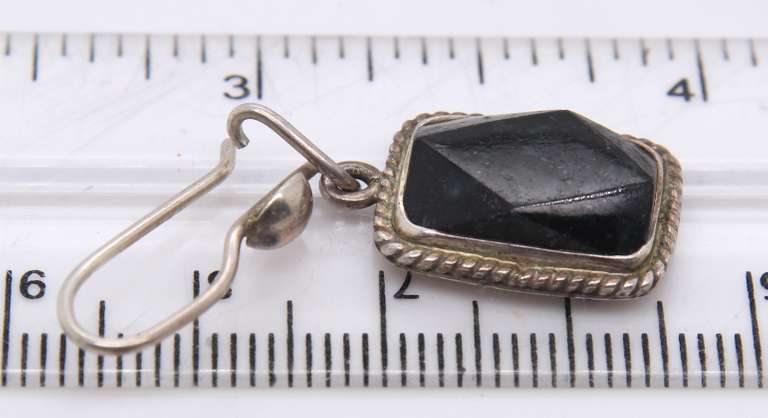 Vintage Sterling Silver Black Onyx Dangle Earrings