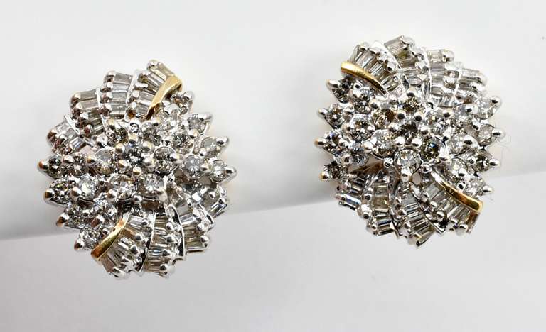 Flashy Diamond Cluster Earrings