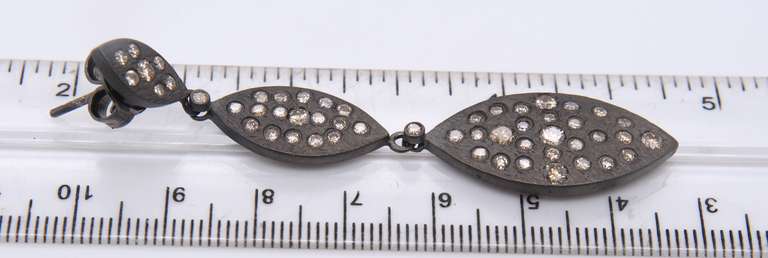 Gorgeous Oxidized Sterling Silver Earrings with Diamonds