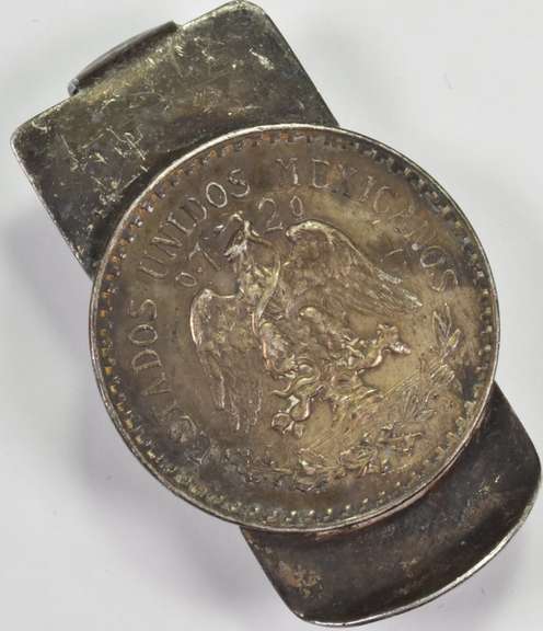 Vintage - Mexican Silver Coin Silver - Money Clip