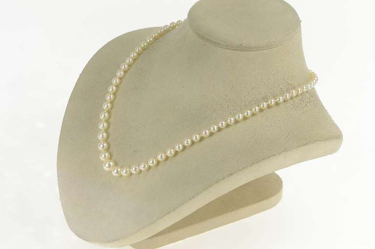 14K White Gold Graduated Classic Pearl Strand Statement Necklace
