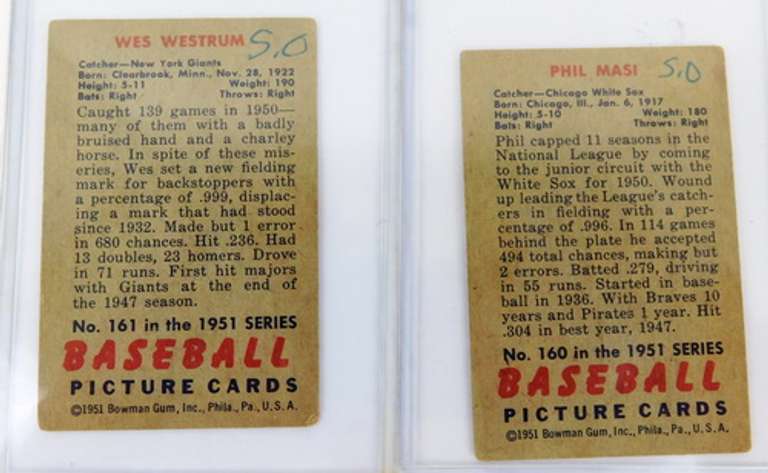 2 Bowman 1951 Baseball Cards