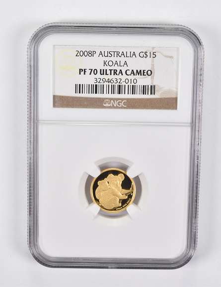 PF70 UCAM 2008-P Australia $15 Gold Koala NGC