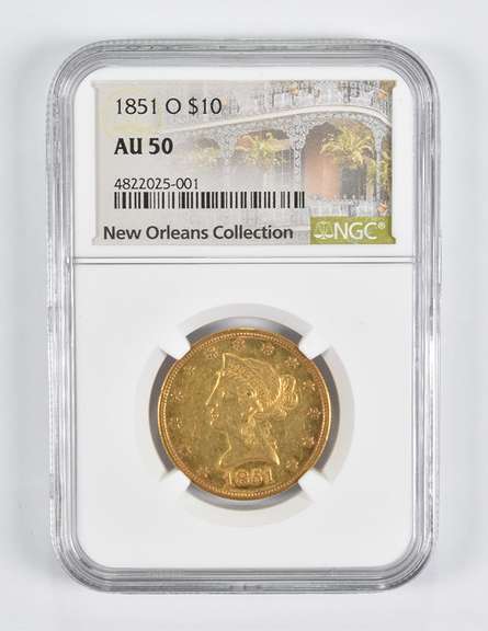 AU50 1851-O $10 Liberty Head Gold Eagle New Orleans Collection NGC