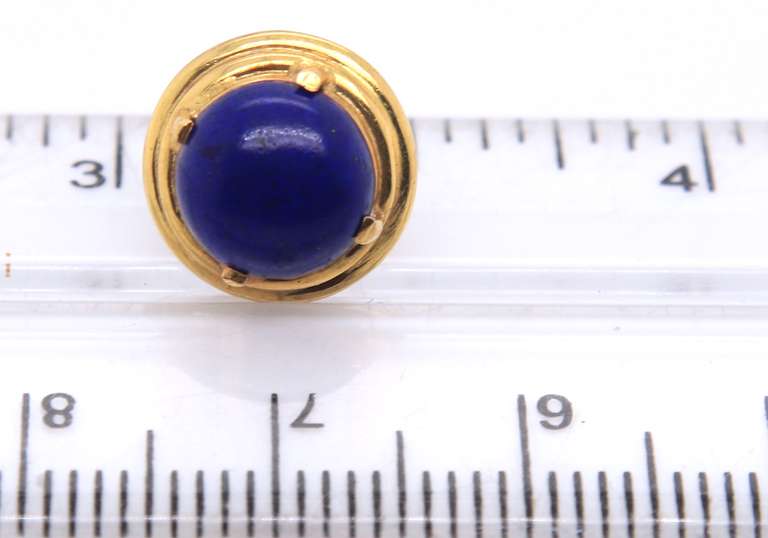Fantastic Yellow Gold Lapis Stud Earrings