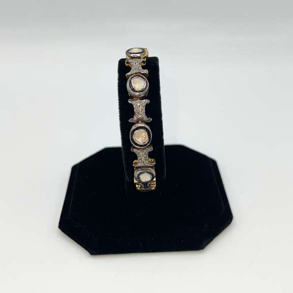 Unique  British Style 8ctw NATURAL DIAMONDS On 18kt Gold Filled Bracelet