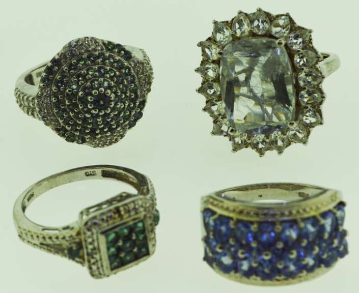 Sterling Silver Mixed Gemstone Rings Lot